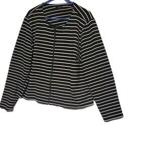 APT 9 Blouse Womens Medium Black Zip Front stripped 2xl